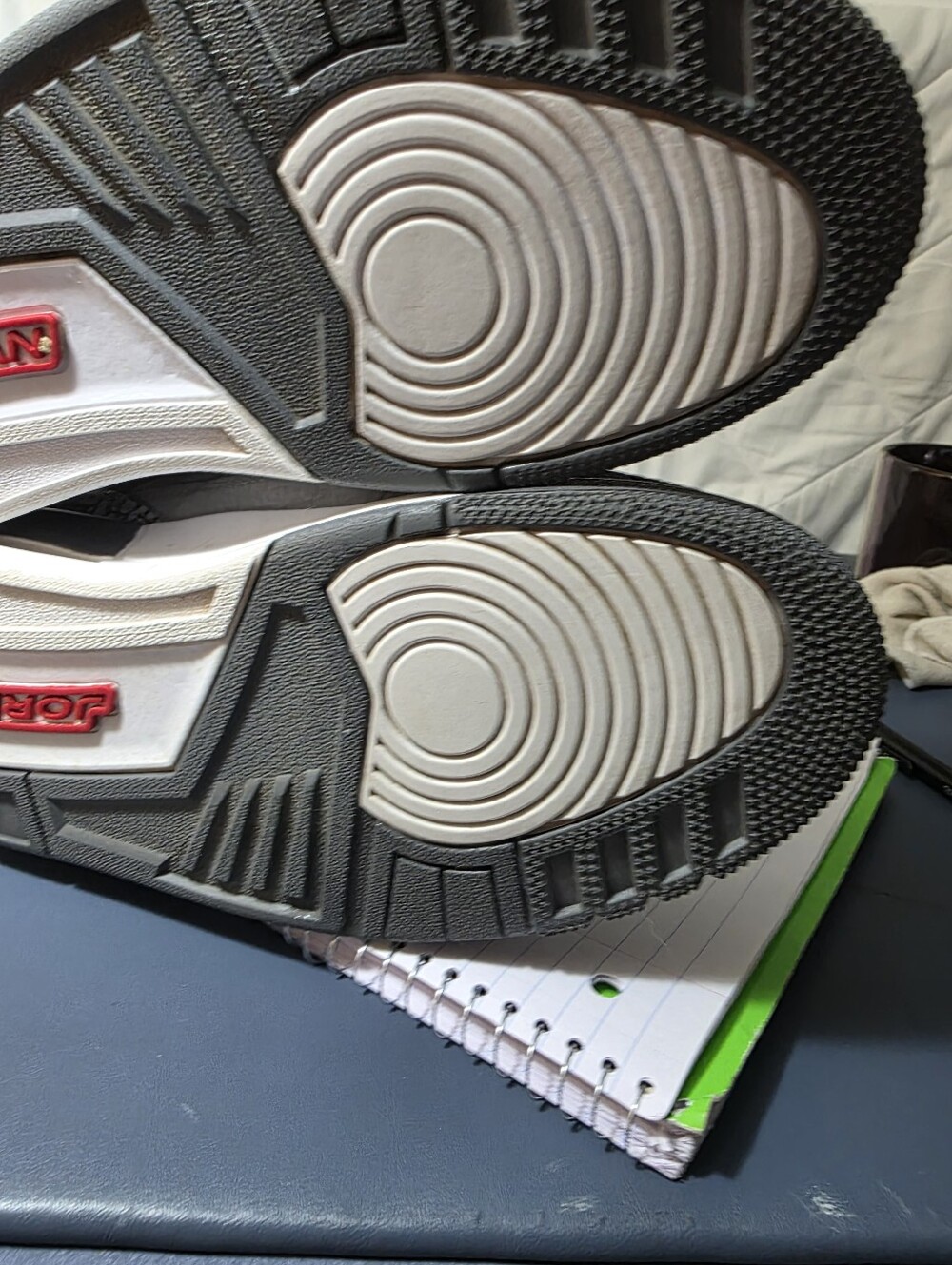 Air Jordan 3 "Cool Grey", Size 10m Suede Sneakers with Red Jumpman - Picture 4 of 7